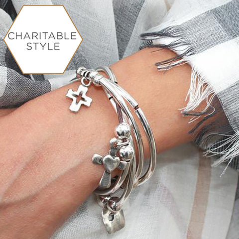18ct White Gold Cross Charm Bracelet | Cerrone Jewellers