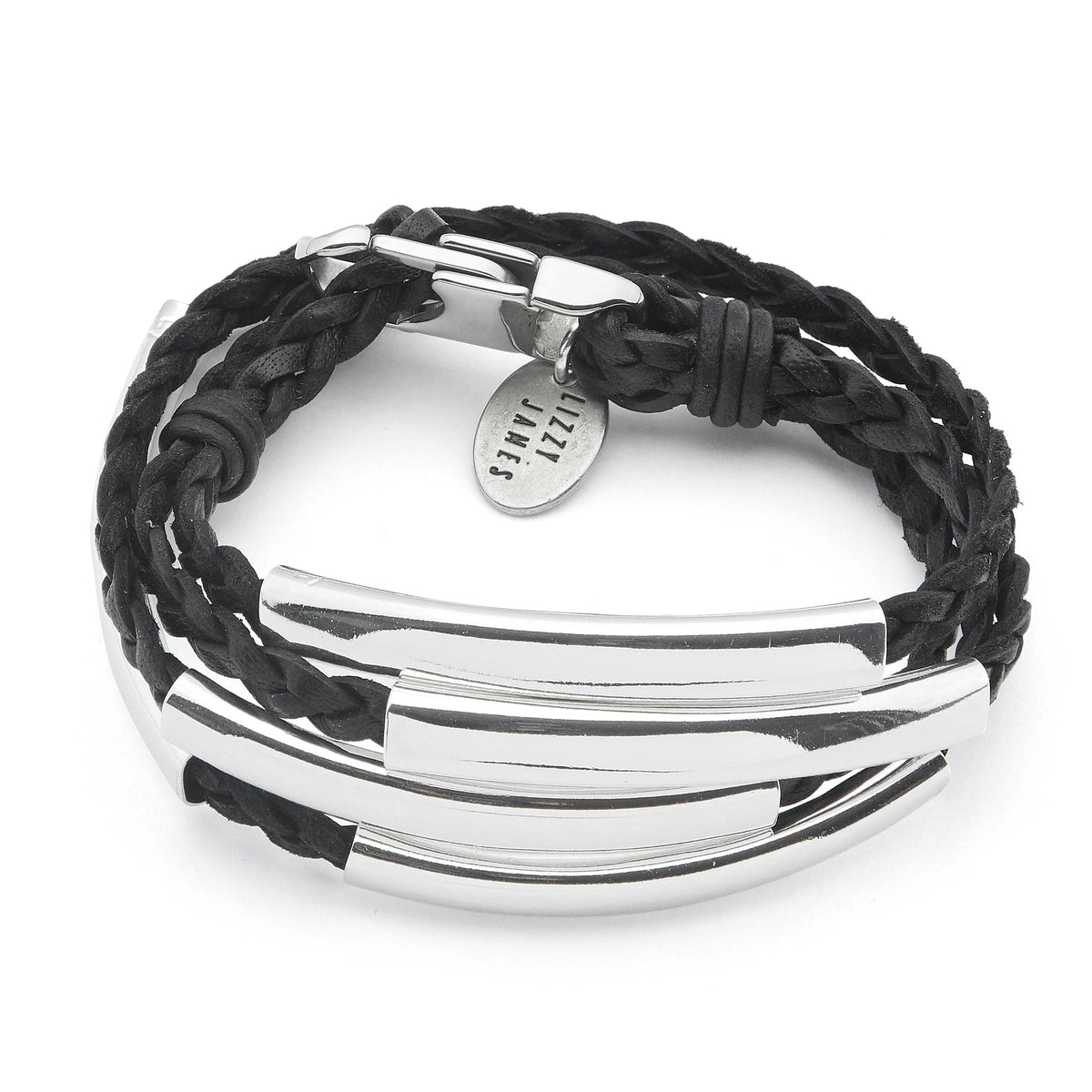 Mini Addison Natural Black Leather Wrap Bracelet