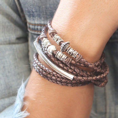 Naomi braided Leather Wrap Bracelet – Lizzy James