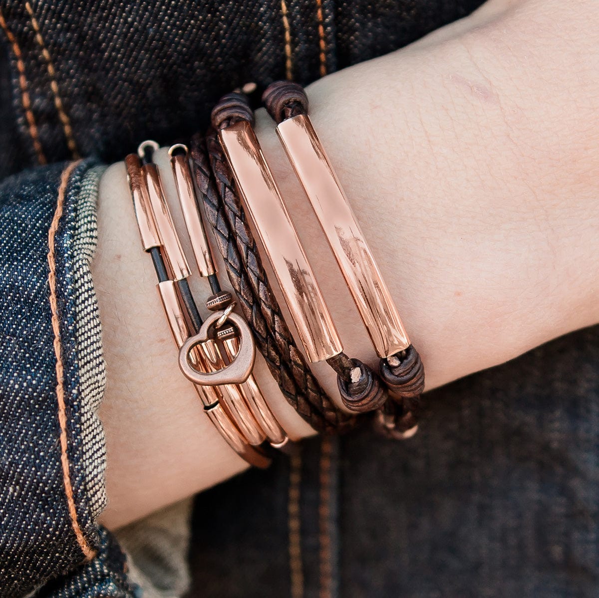 Perfect Pair Engravable Bracelet – Rose Gold with Heart Charm