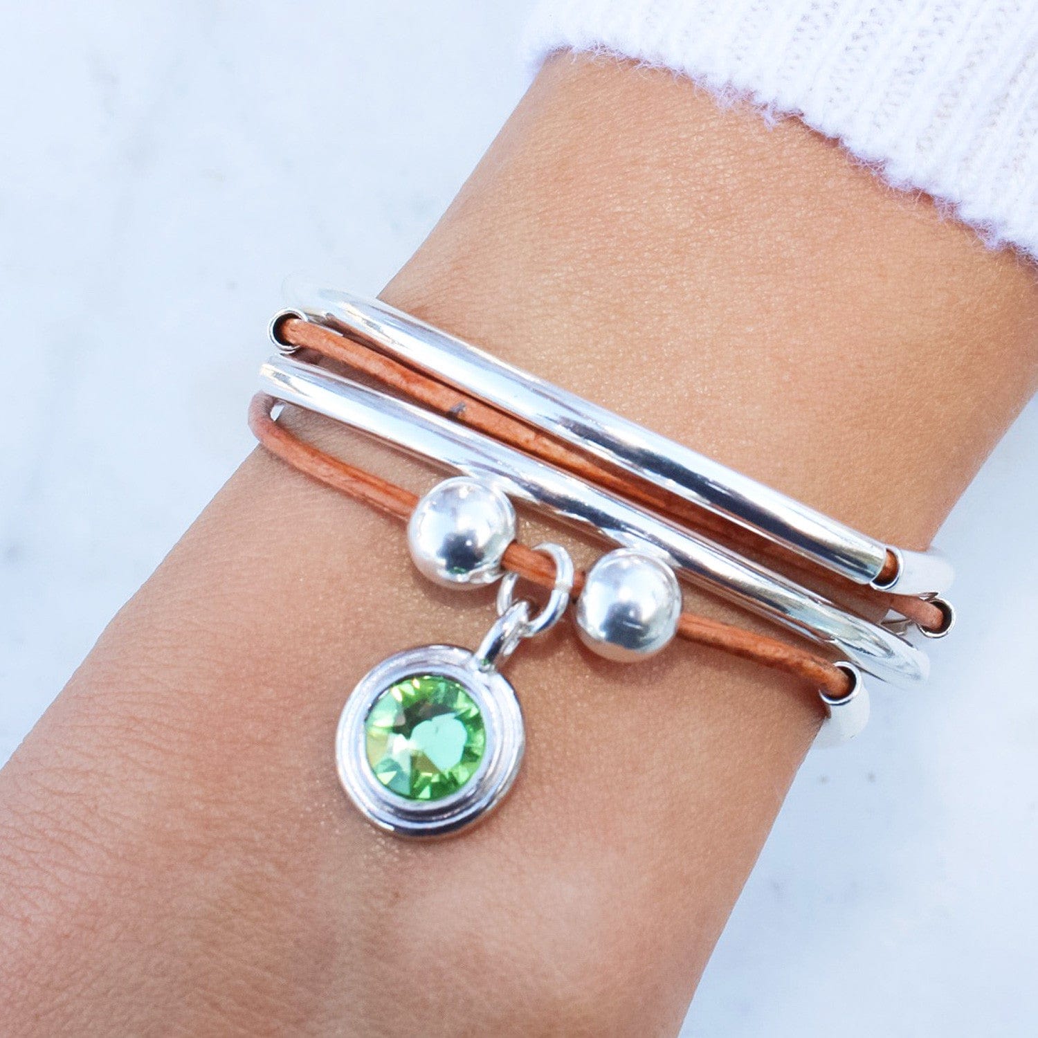 August Birthstone Peridot Green Crystal Charm