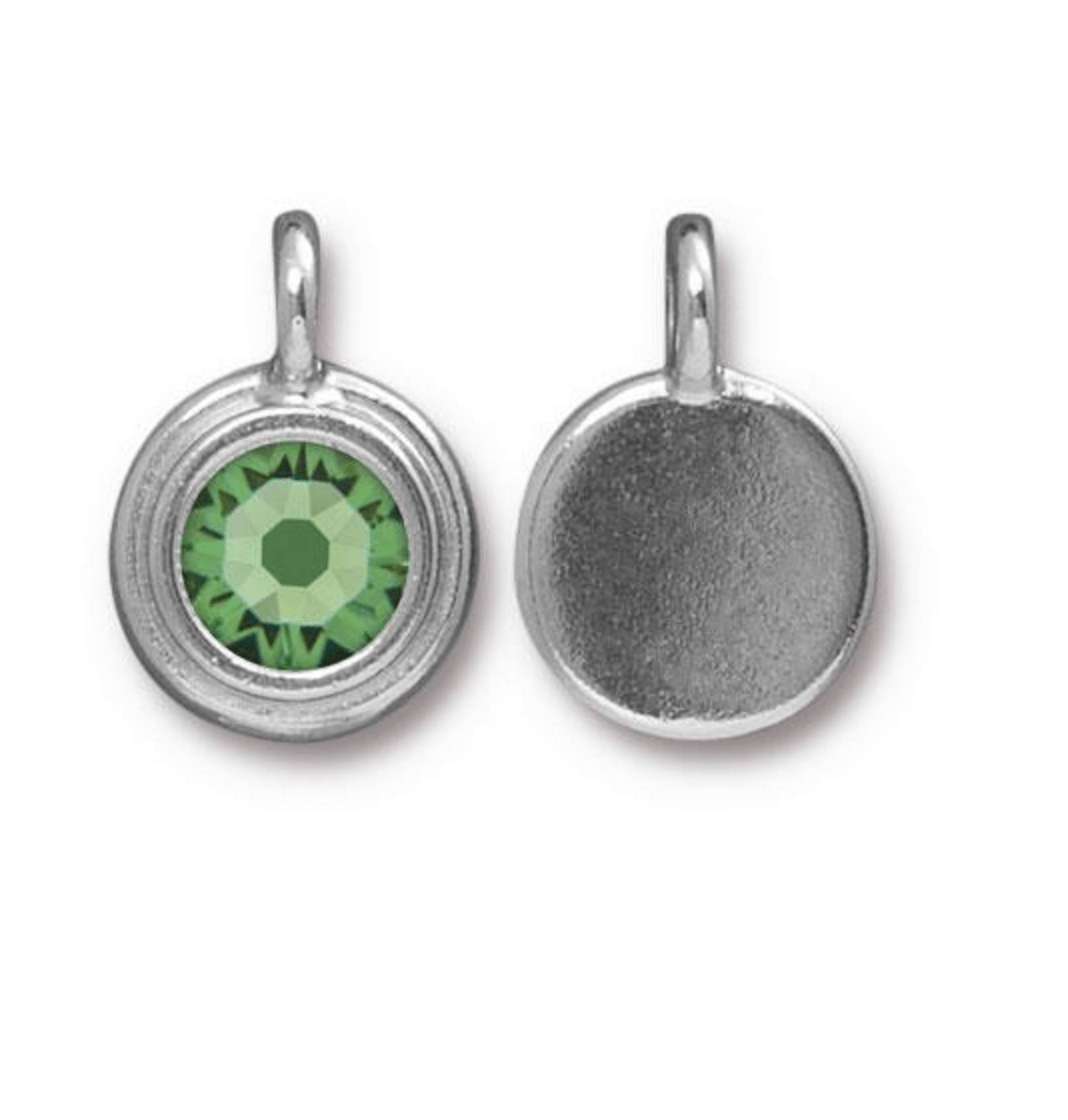 August Birthstone Peridot Green Crystal Charm