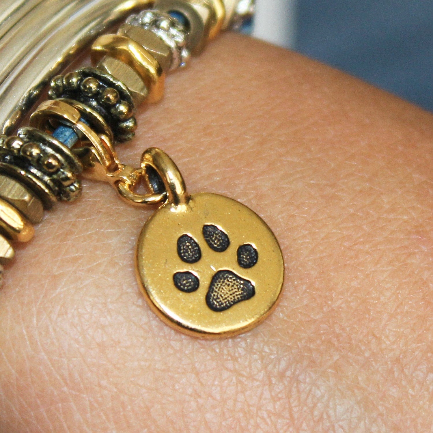 Round Paw Gold Charm