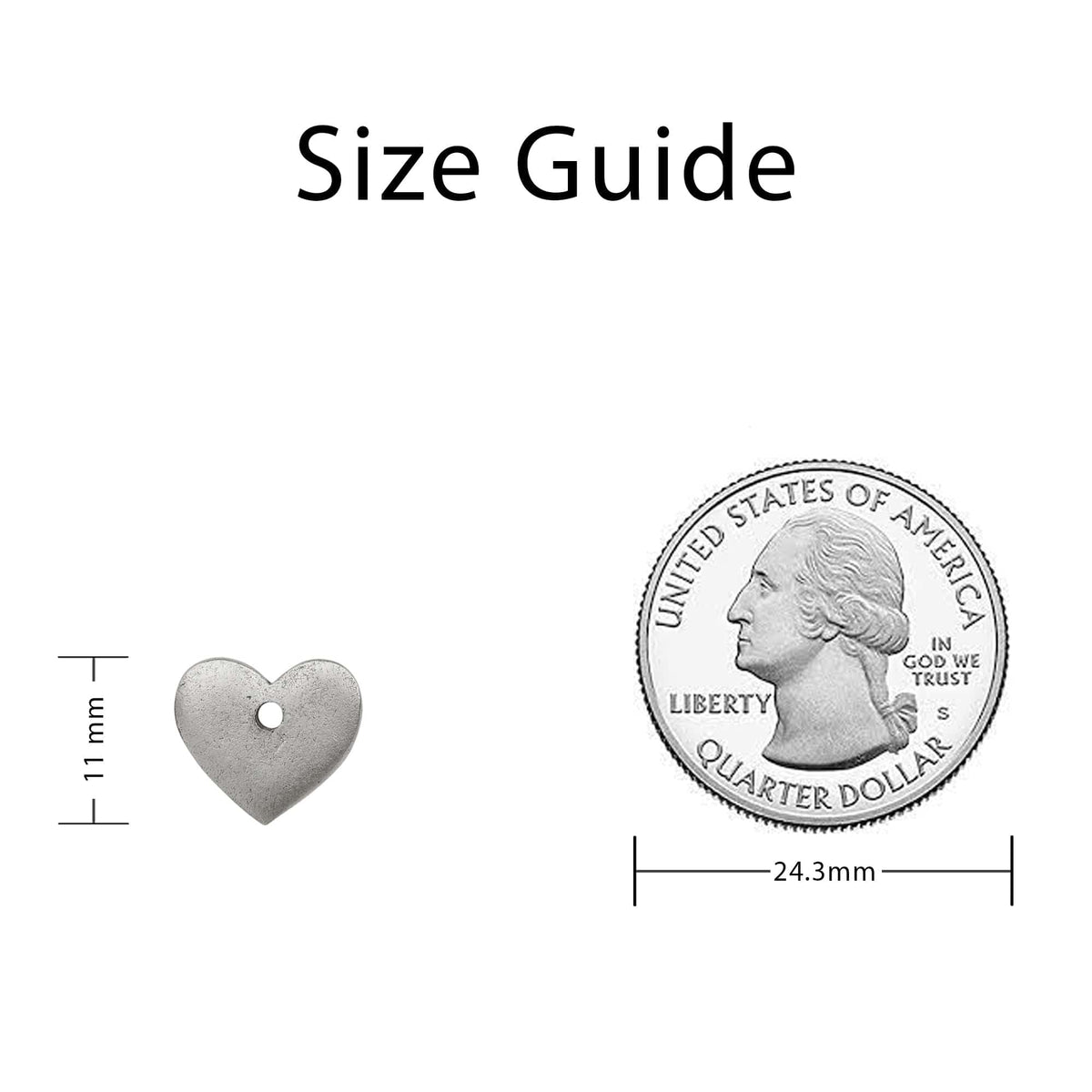 Rounded Heart Charm size reference