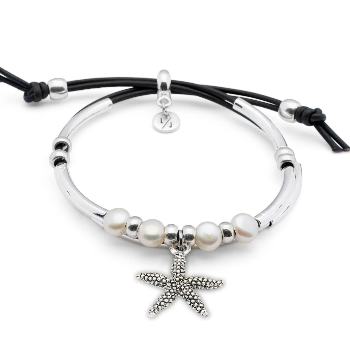 Saint Nat Black with Slim Starfish Adjustable bracelet