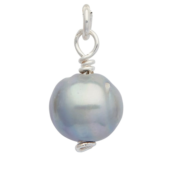 Silver Pearl Pendant – Hand-Wrapped 10mm Freshwater Pearl