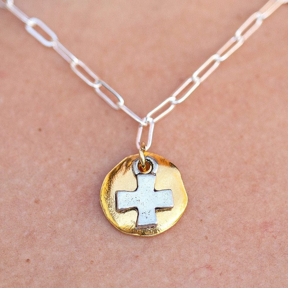 Mixed Metal Cross Pendant silver gold Charms