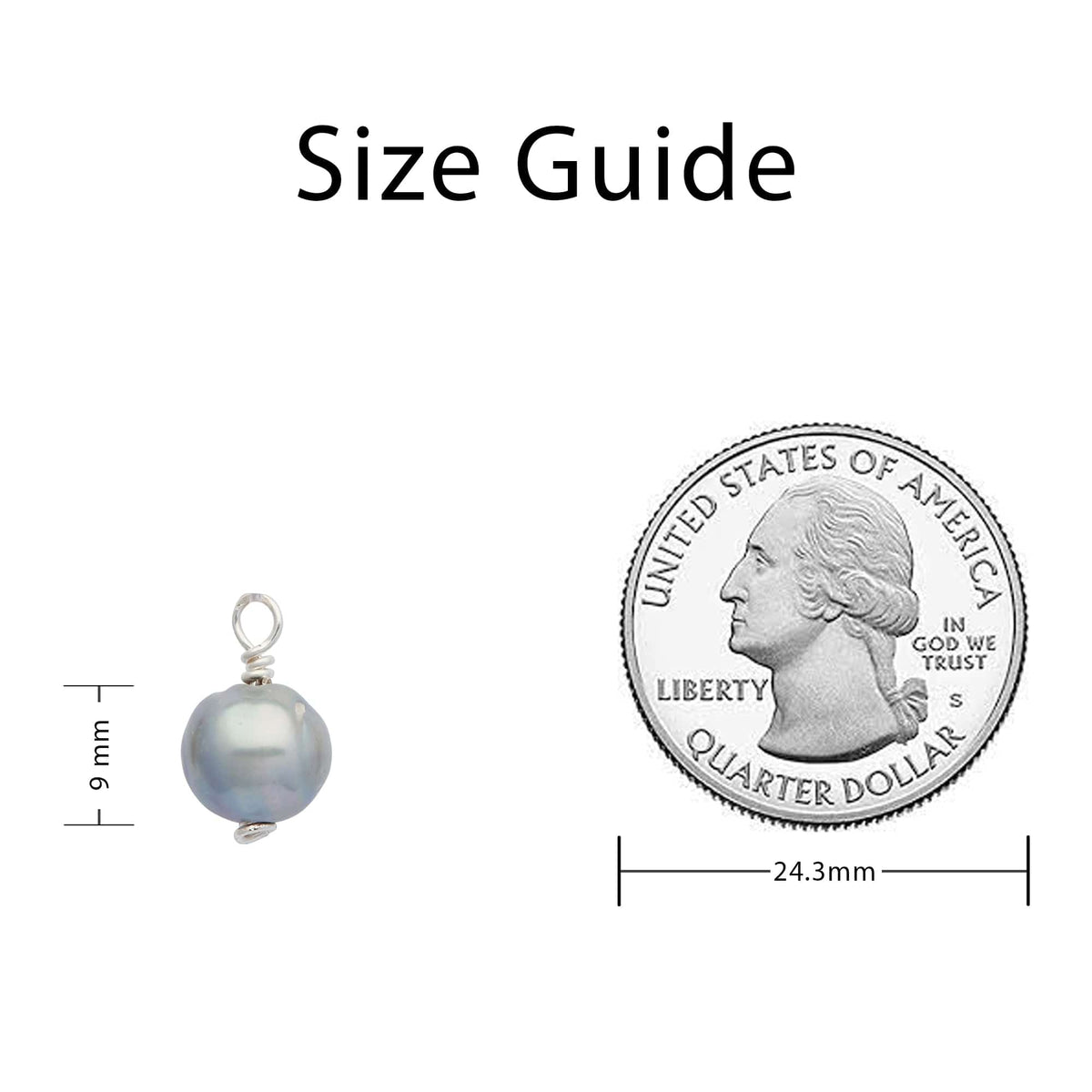 Silver Pearl Pendant - Sizing Guide