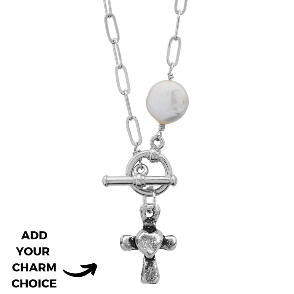 Silversmith silver chain necklace with silver cross heart charm
