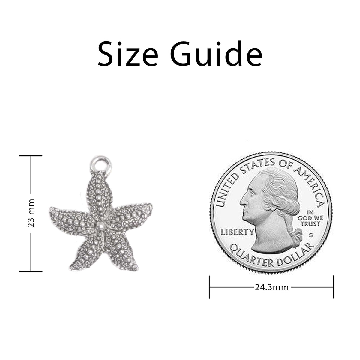 Starfish charm large sizing guide