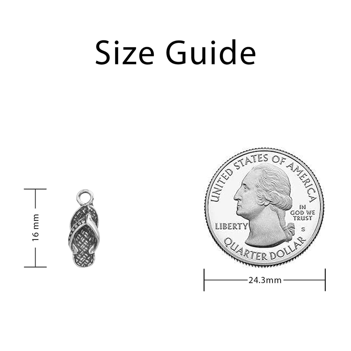 Sterling Silver Flip Flop Charm Sizing Guide