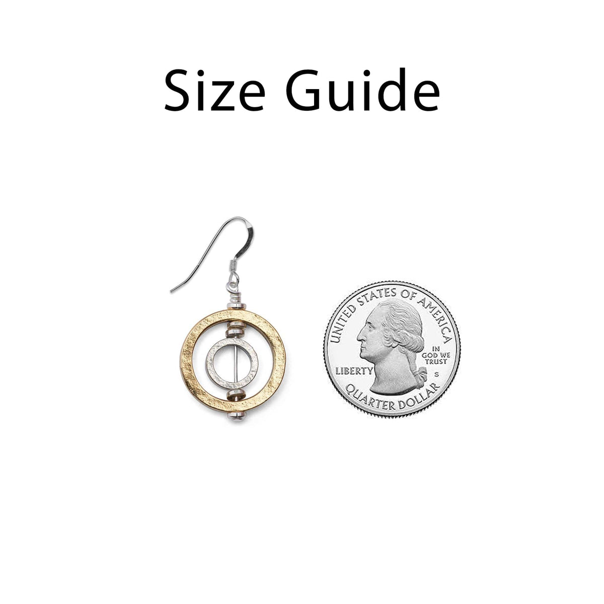 Sunlight Earrings in 24k Goldplate Earring measurement guide