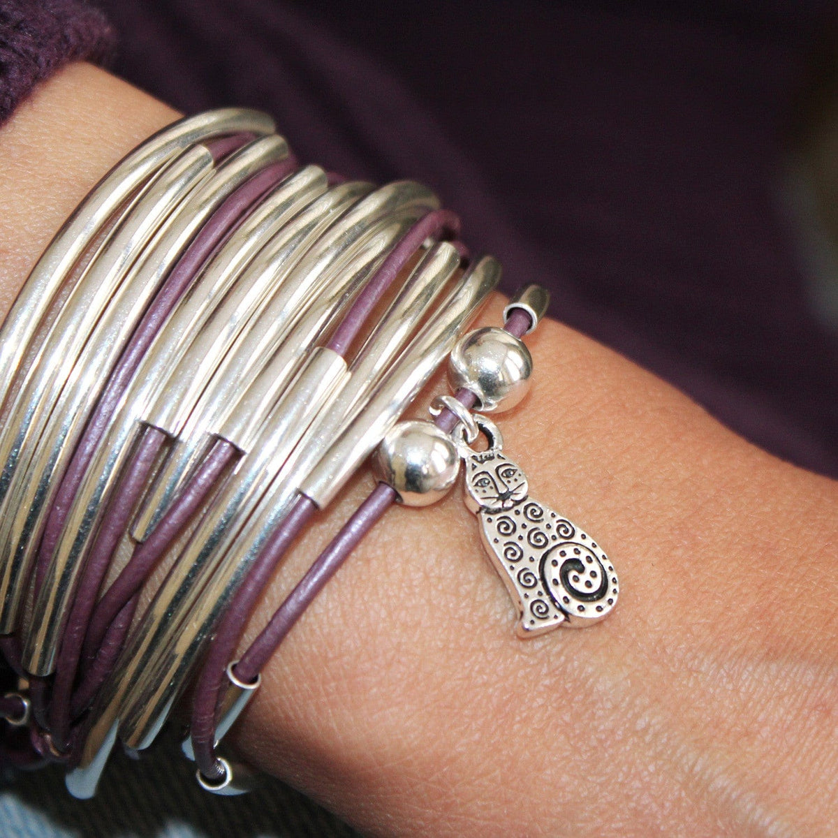 Silver Plate Charms Cat Charm 