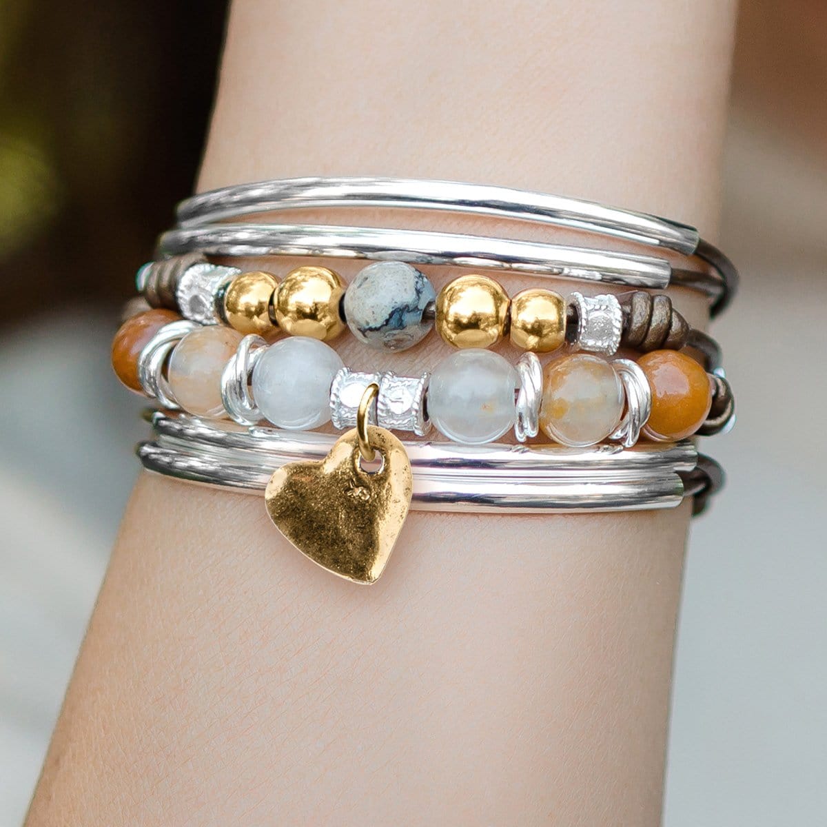 Gold Hammered Heart Charm