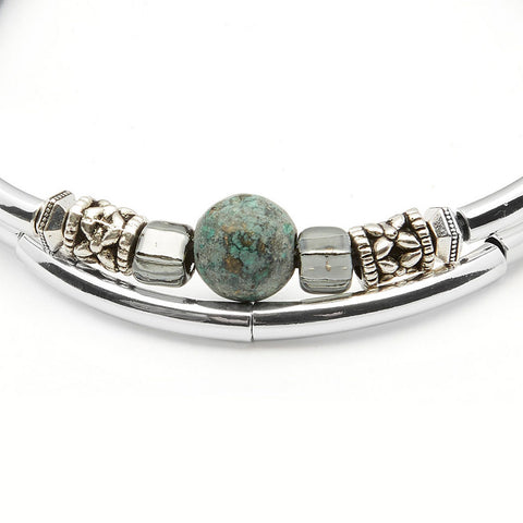 Series of Bracelet】6.5mm Volcanic rock bracelet with African Turquoise -  Shop SBI (Sean's Bismuth) Bracelets - Pinkoi
