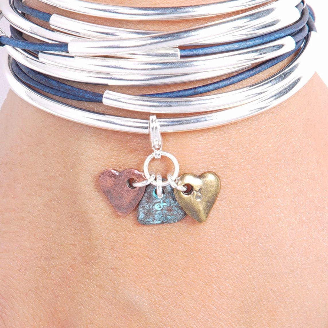 Hearts Tricolor Trio Charm Set