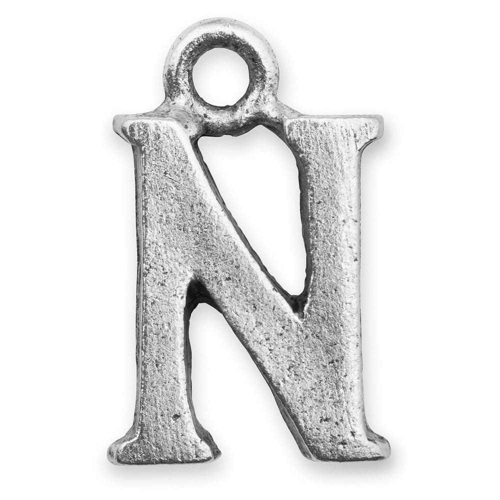 letter n charm Silver initials