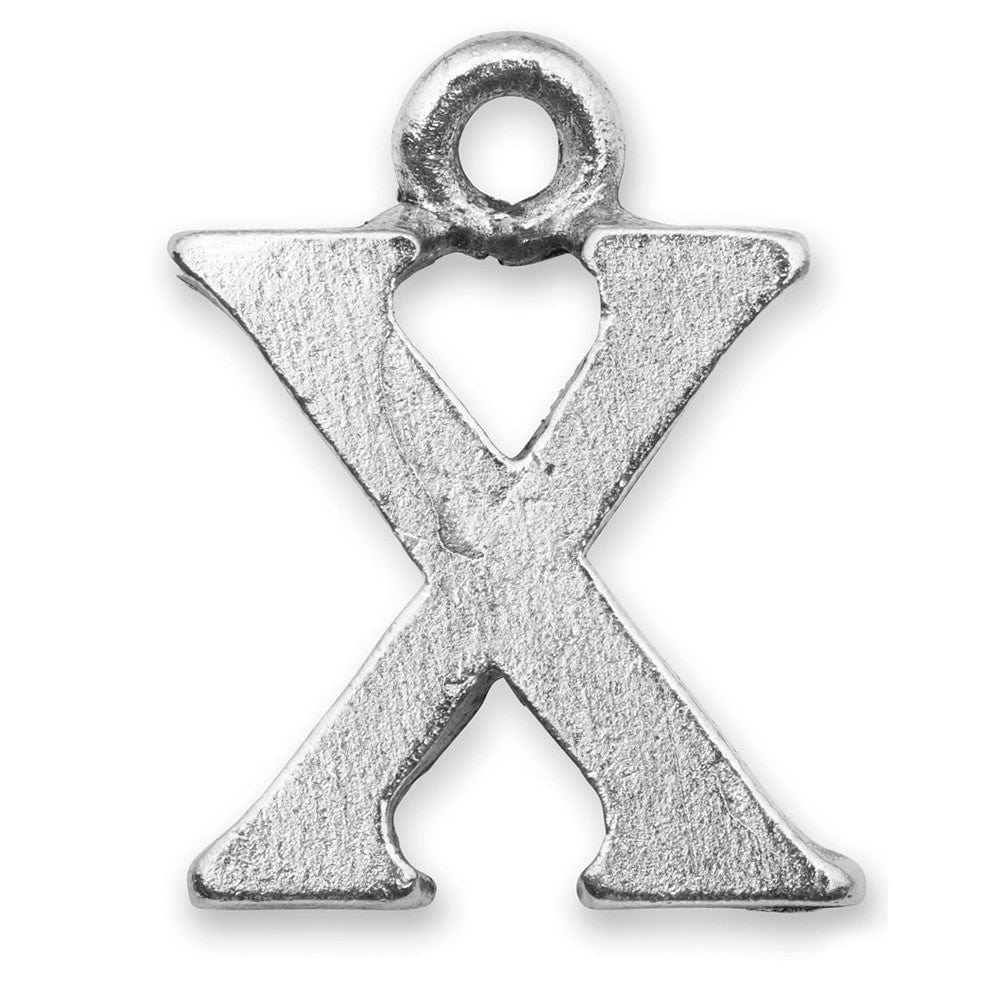 letter x charm Silver initials