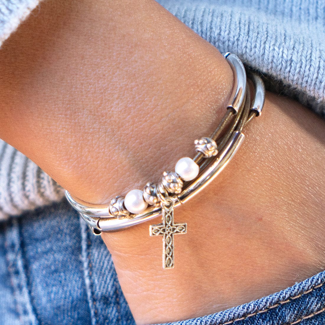 Filigree Silver Cross Charm