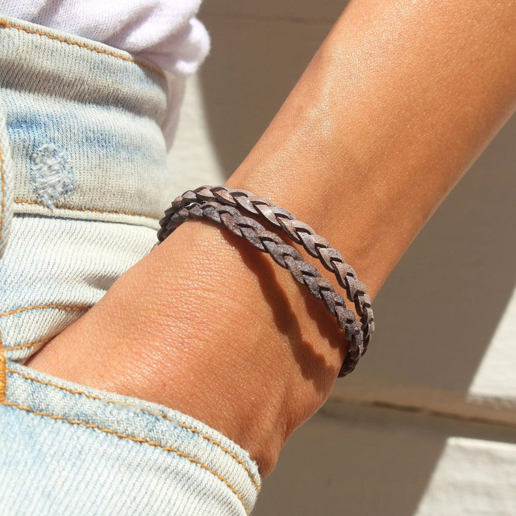 Leather Bracelet with Stainless Steel Clasp