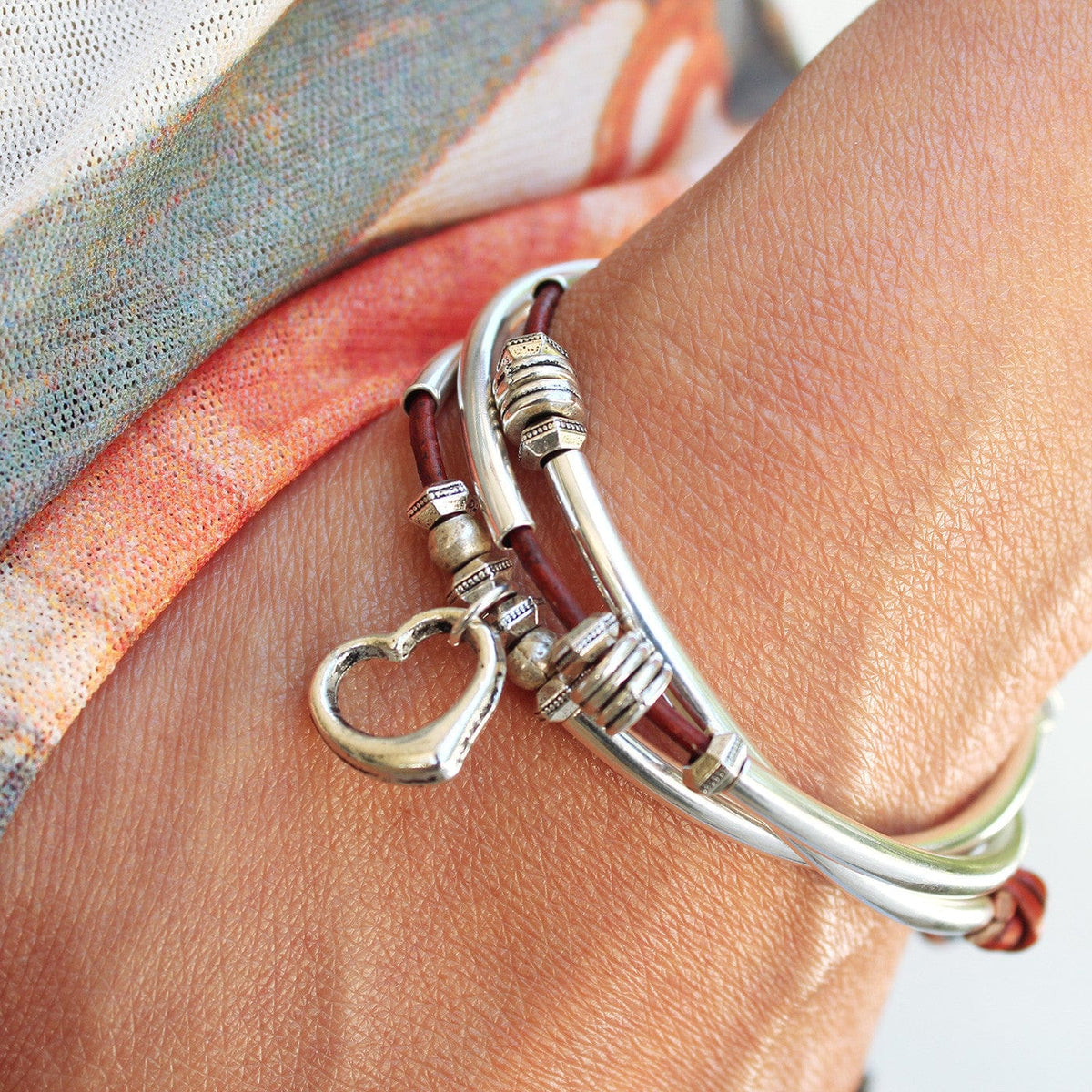Open Heart Charm on the Love Wrap Bracelet