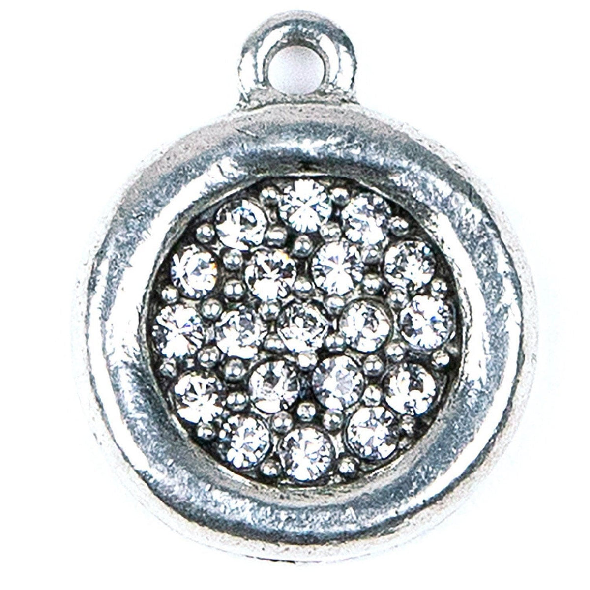 Silver Crystal CUBIC ZIRCONIA Disc Charm