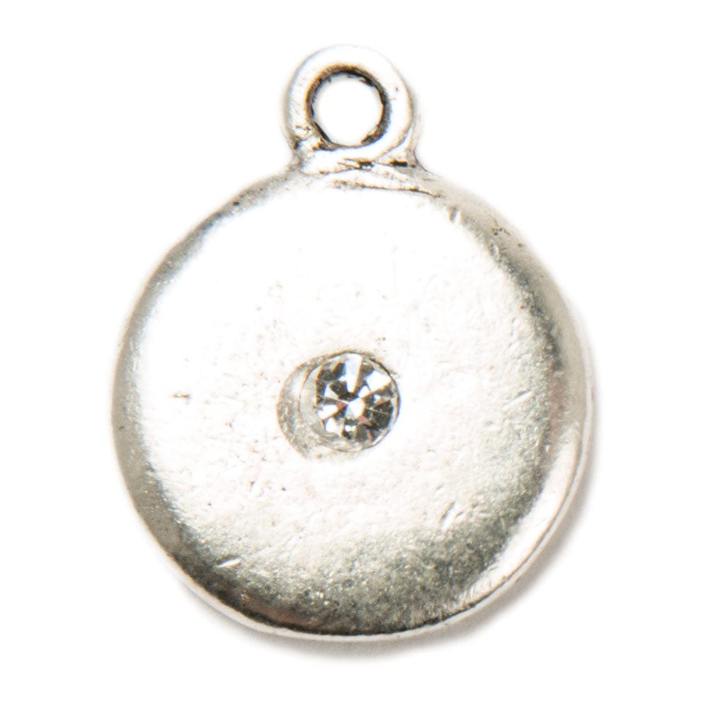 Silver disco charm with crystal