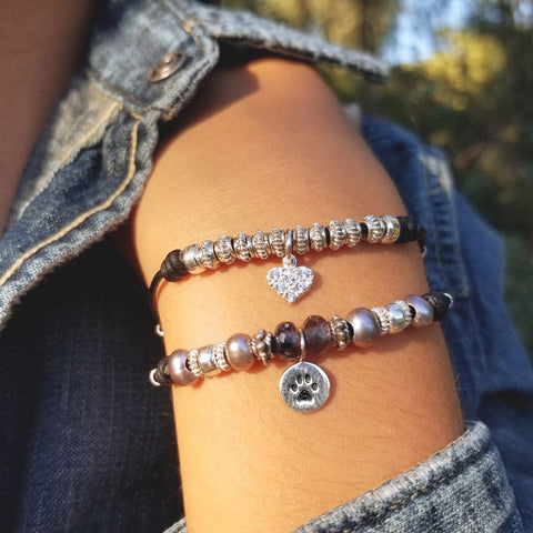 Paw print beaded online bangle